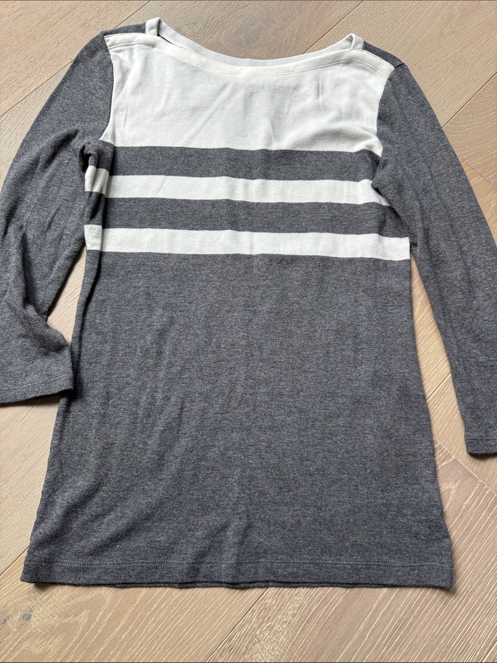 GAP Gray and White Striped Boatneck Tee